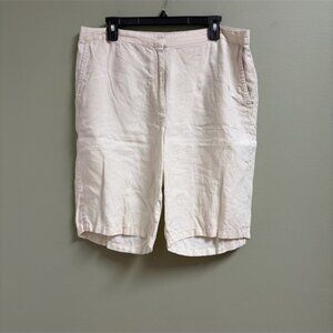 Eileen Fisher Womens Organic Linen Shorts Size 14 Cream Casual